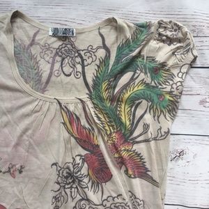 -Love Amour- Baby Doll Floral Print Bird T-Shirt